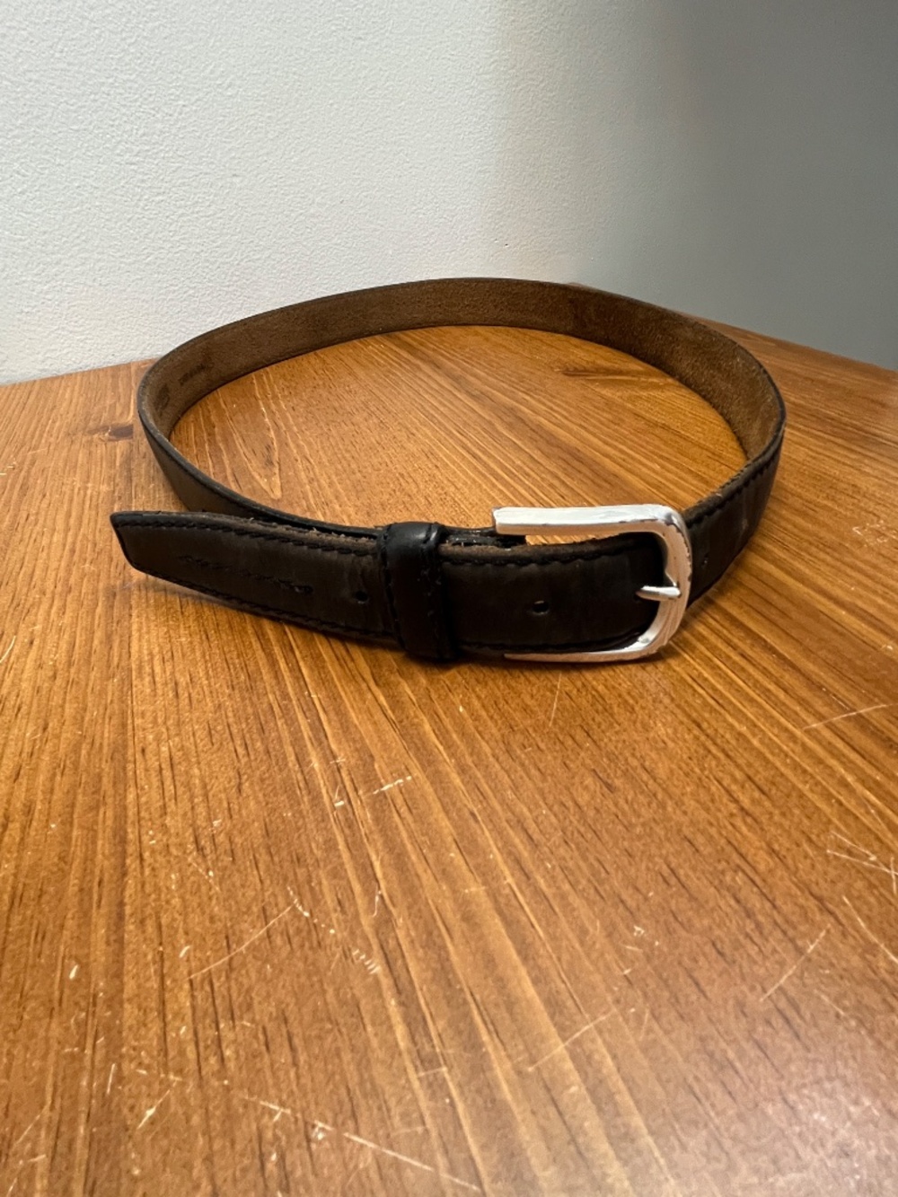 Men's Brighton Black Leather Belt  42W x 49.5" Long